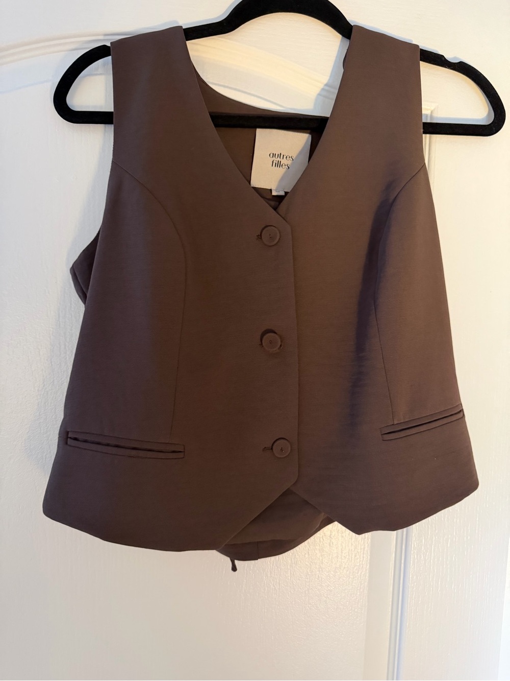 Autres Filles Brown Button-Front Vest Top